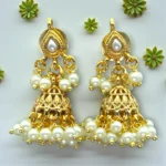Pearl Gold Jhumka Mala Necklace Set - Image 2