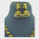 Temple Ganesha Gold Matte Necklace Set - Image 3