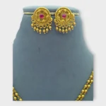 Gold Temple Lakshmi Motif Necklace Set - Image 3