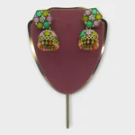 Colorful Hexagon Mosaic Oxidised Jhumkas - Image 2
