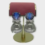 Blue Lotus Enamel Oxidised Jhumkas