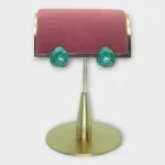 Green Marble Enamel Teardrop Stud Earrings