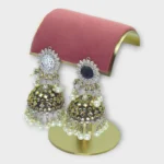 Sunburst Mirror Jhumkas with Pearl Drops - Image 2