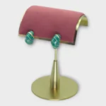 Green Marble Ribbed Enamel Stud Earrings - Image 2