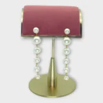 Graduated Pearl Gold Linear Drop Earrings