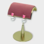 Hot Pink Textured Enamel & Pearl Drop Stud Earrings - Image 2