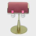 Hot Pink Textured Enamel & Pearl Drop Stud Earrings