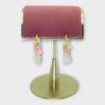 Pastel Mint & Pink Petal Tassel Hoop Earrings