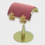 Floral Enamel Gold Cluster Stud Earrings - Image 4
