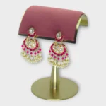 Kundan Enamel Gold Chandbali Wedding Earrings - Image 6