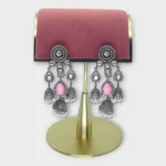 Pink Stone Chandelier Jhumka Earrings