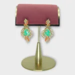 Green Gemstone Drop Earrings with Meenakari Accents