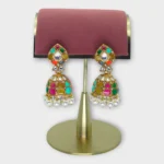 Multicolor Jhumka Earrings with Real Gemstones