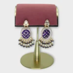 Kundan Chandbali Green Blue Festive Earrings - Image 2