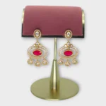 Red Stone Kundan Chandbali Earrings