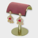 Red Stone Kundan Chandbali Earrings - Image 2
