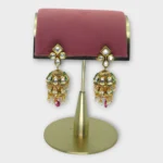 Heritage Kundan-Polki Fusion Jhumkas with Green Enamel