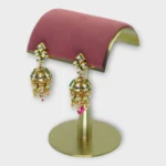 Heritage Kundan-Polki Fusion Jhumkas with Green Enamel - Image 2