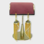 Golden-Tone Waterfall Chain Jhumkas with Black Enamel