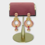 Pink Meenakari Gold Jhumka Drop Earrings