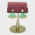 Green Kundan Pearl Drop Earrings