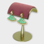 Green Kundan Pearl Drop Earrings - Image 2