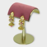 Kundan Meenakari Floral Jhumka Earrings - Image 2