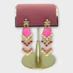 Gold Pink Pearl Chandbali Earrings