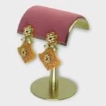 Gold Kundan Floral Statement Earrings - Image 2