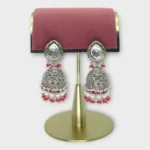 Kundan Silver Pearl Jhumka Earrings