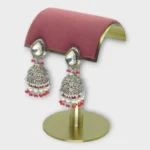 Kundan Silver Pearl Jhumka Earrings - Image 2