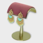 Kundan Gold Mint Chandbali Earrings - Image 2