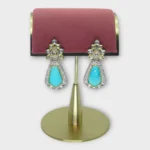 Kundan Silver Blue Stone Earrings