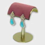 Kundan Silver Blue Stone Earrings - Image 2
