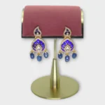 Gold Kundan Red Festive Drops Earrings - Image 2