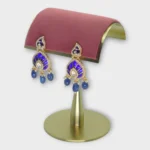 Gold Kundan Red Festive Drops Earrings - Image 3