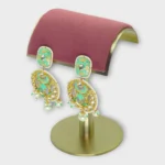 Mint Meenakari Gold Chandbali Earrings - Image 2