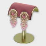 Kundan Gold Pink Stone Earrings - Image 2