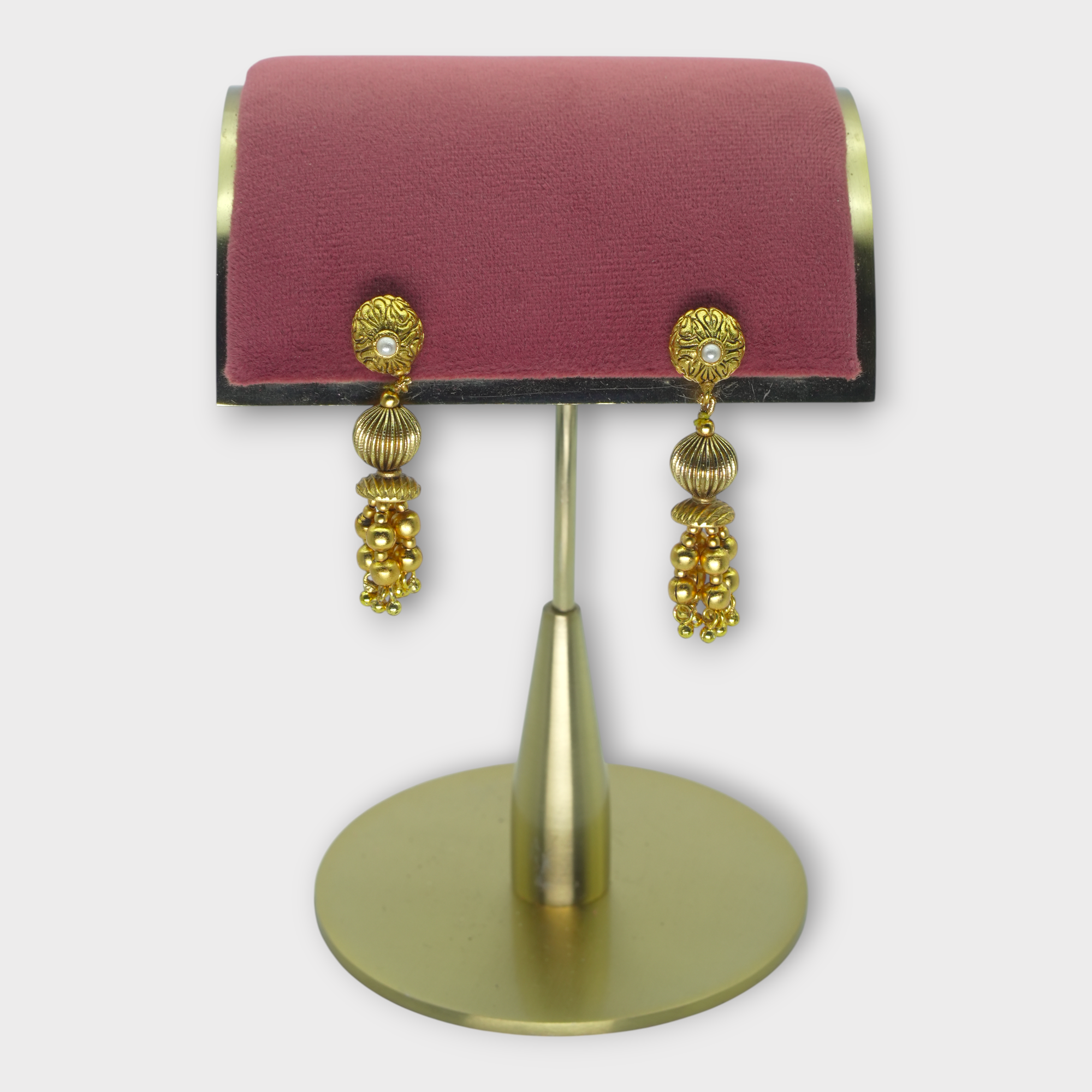 DSC00911 Antique Gold Bead Drop Earrings - Image 1