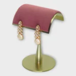 Kundan Gold White Drop Earrings - Image 2