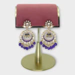 Kundan Enamel Gold Chandbali Wedding Earrings - Image 2