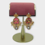 Gold Pink Peacock Chandbalis Earrings