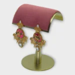 Gold Pink Peacock Chandbalis Earrings - Image 4