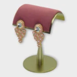 Kundan Pink Enamel Gold Bridal Earrings - Image 2