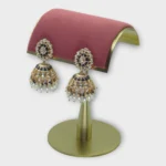 Kundan Pearl Gold Jhumka Wedding Earrings - Image 2