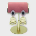 Jhumka Navy Pink Pearl Festive Earrings