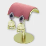 Jhumka Navy Pink Pearl Festive Earrings - Image 2