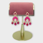Gold Kundan Red Festive Drops Earrings