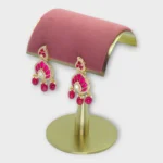 Gold Kundan Red Festive Drops Earrings - Image 6