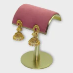 Antique Gold Temple Jhumka Festive Earrings - Image 2